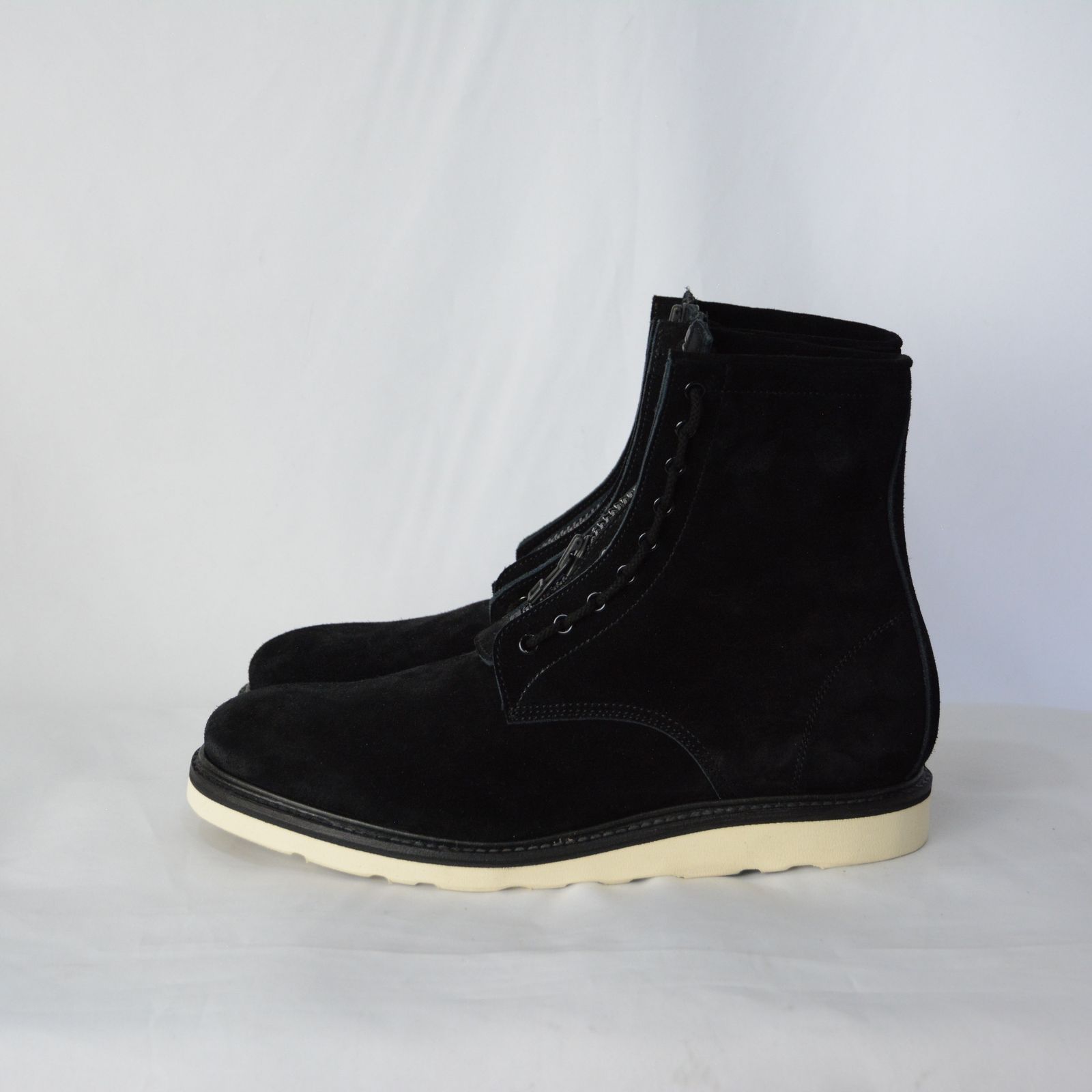 Suede Leather Zipper Unit Boots （BLK） / ファイヤーマン ブーツ センタージップ （ブラック）