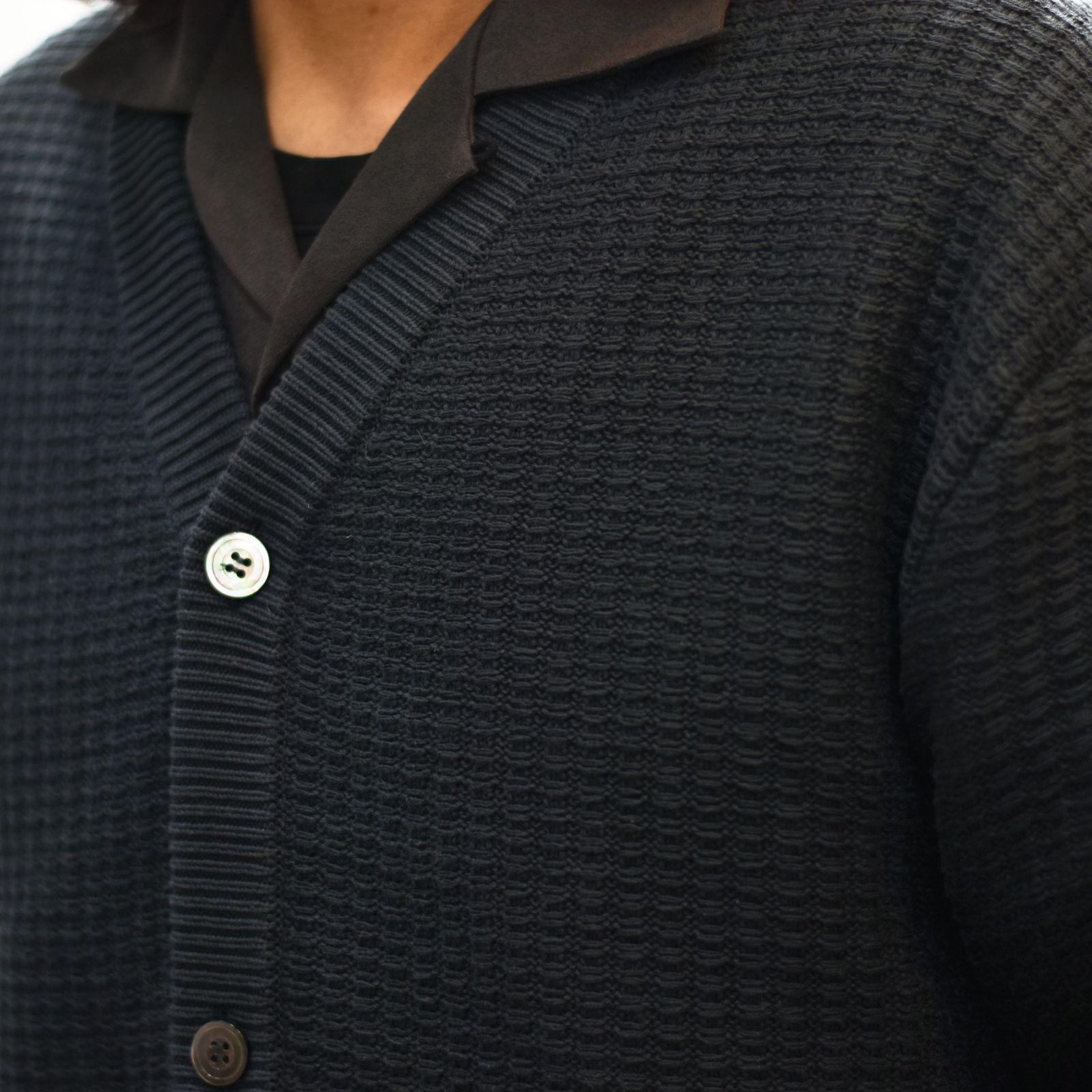 ×EYYA KNIT BIG WAFFLE KNIT CARDIGAN (INK BLACK)｜× エイヤ ワッフル ニット カーディガン｜CL-26SS001EYYA