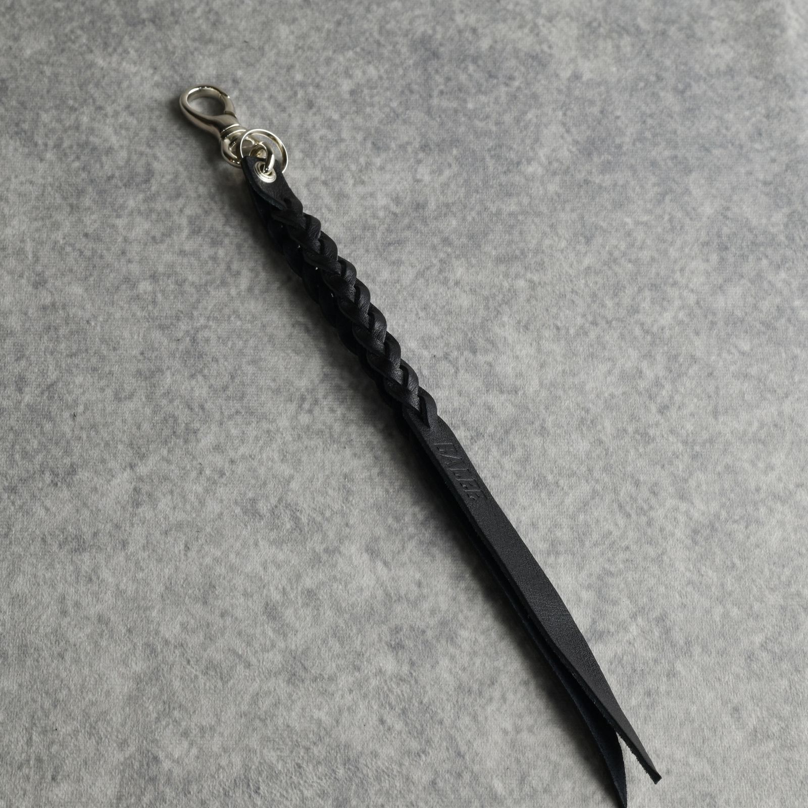 STUDS & KNITTING LEATHER LONG KEY RING ＜TYPE A＞ (BLACK) / スタッズレザー 編み込みレザー ロングタイプ キーリング キーホルダー