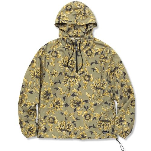 ALLOVER FLOWER PATTERN ANORAK PARKA (KHAKI OLIVE)