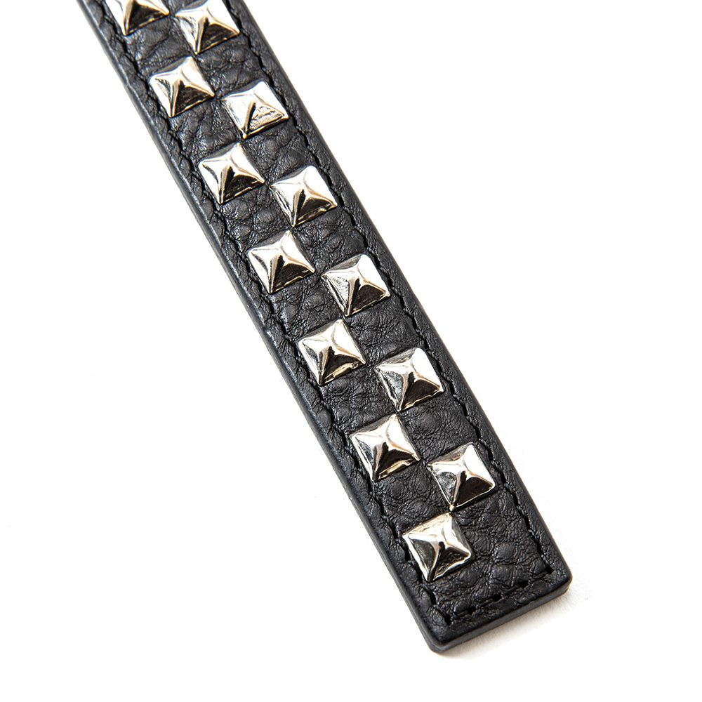 Studs leather logo & hotel key ring -Type B- (Black) / ホテルキー型 キーリング
