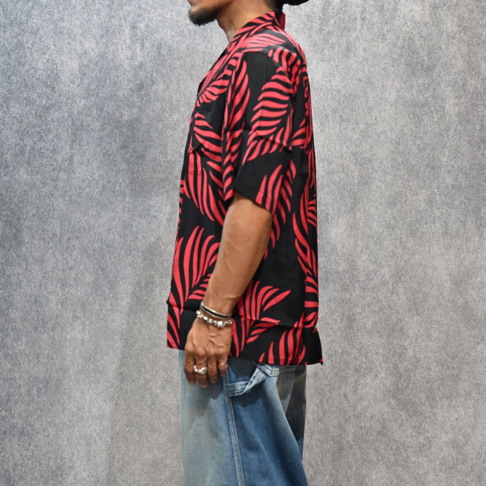 × WACKO MARIA Leaf Motif Hawaiian Shirt （BLACK×RED） / ワコマリア アロハシャツ （ブラック×レッド） 25MND-WM001