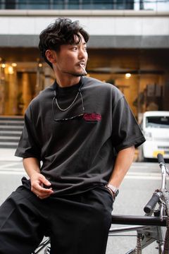 CUTRATE LOGO HEAVY WEIGHT DROP SHOULDER S/S -T-SHIRT (VINTAGE BLACK) / ドロップショルダー ロゴ刺繍 Tシャツ