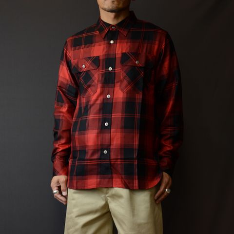 レーヨンチェック シャツ （RED）