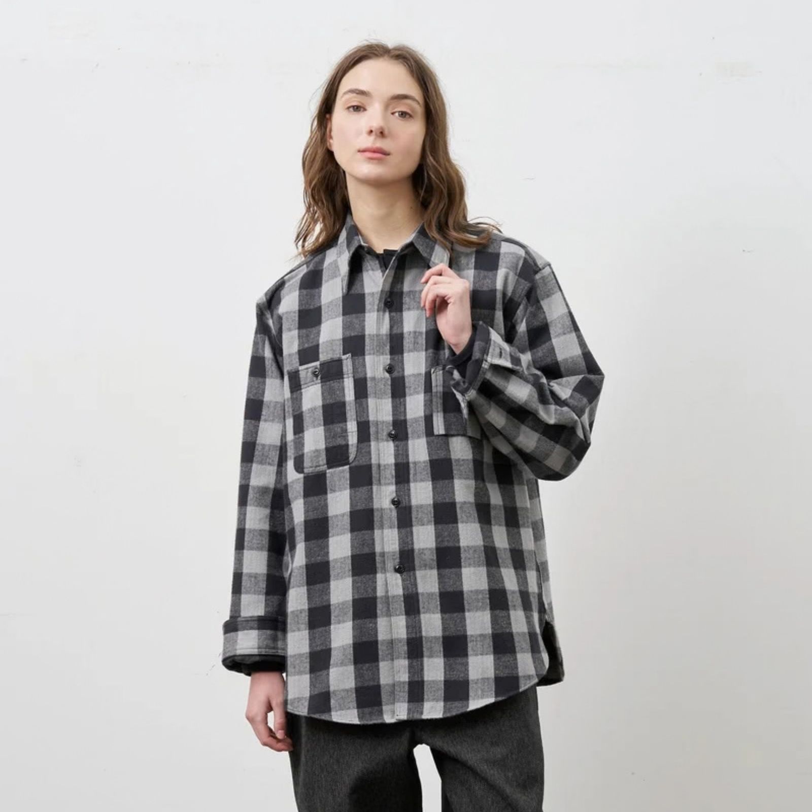 Y1945 FLANNEL CHECK SHIRT （GRAY / グレー）｜602-262-04