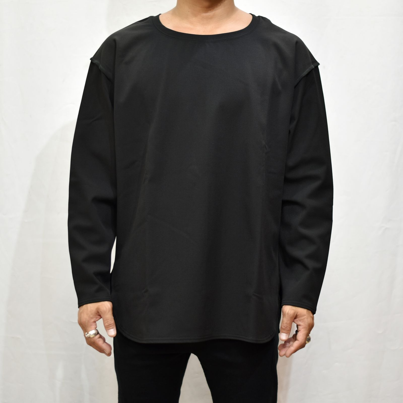 ポリエステルレーヨンアクリル ストレッチ カットソー （BLACK）