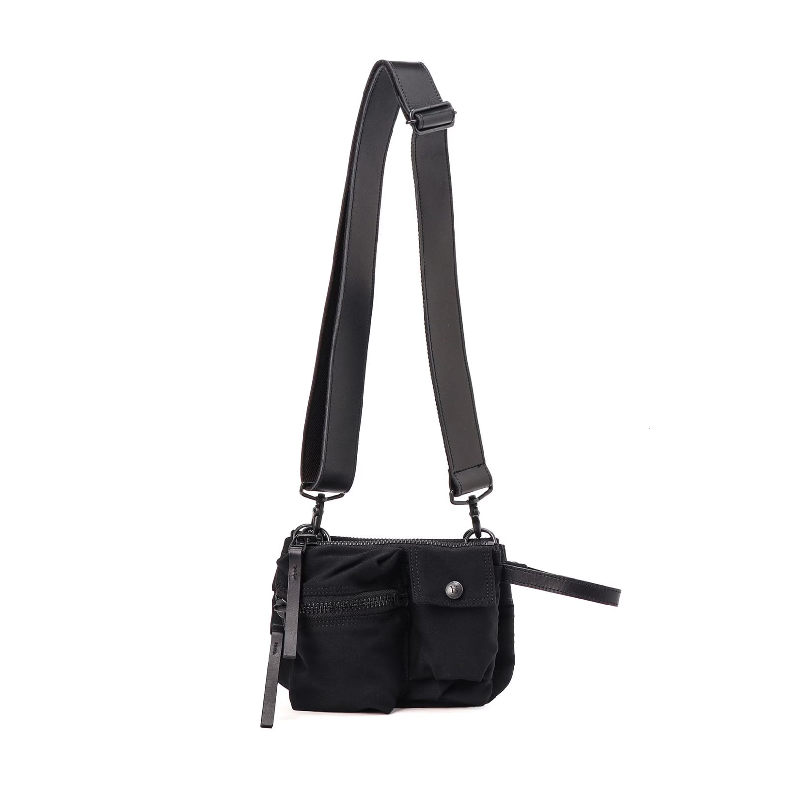 WOOL GABARDINE DOUBLE POUCH （BLACK） /  ウールギャバ ポーチ（ブラック）