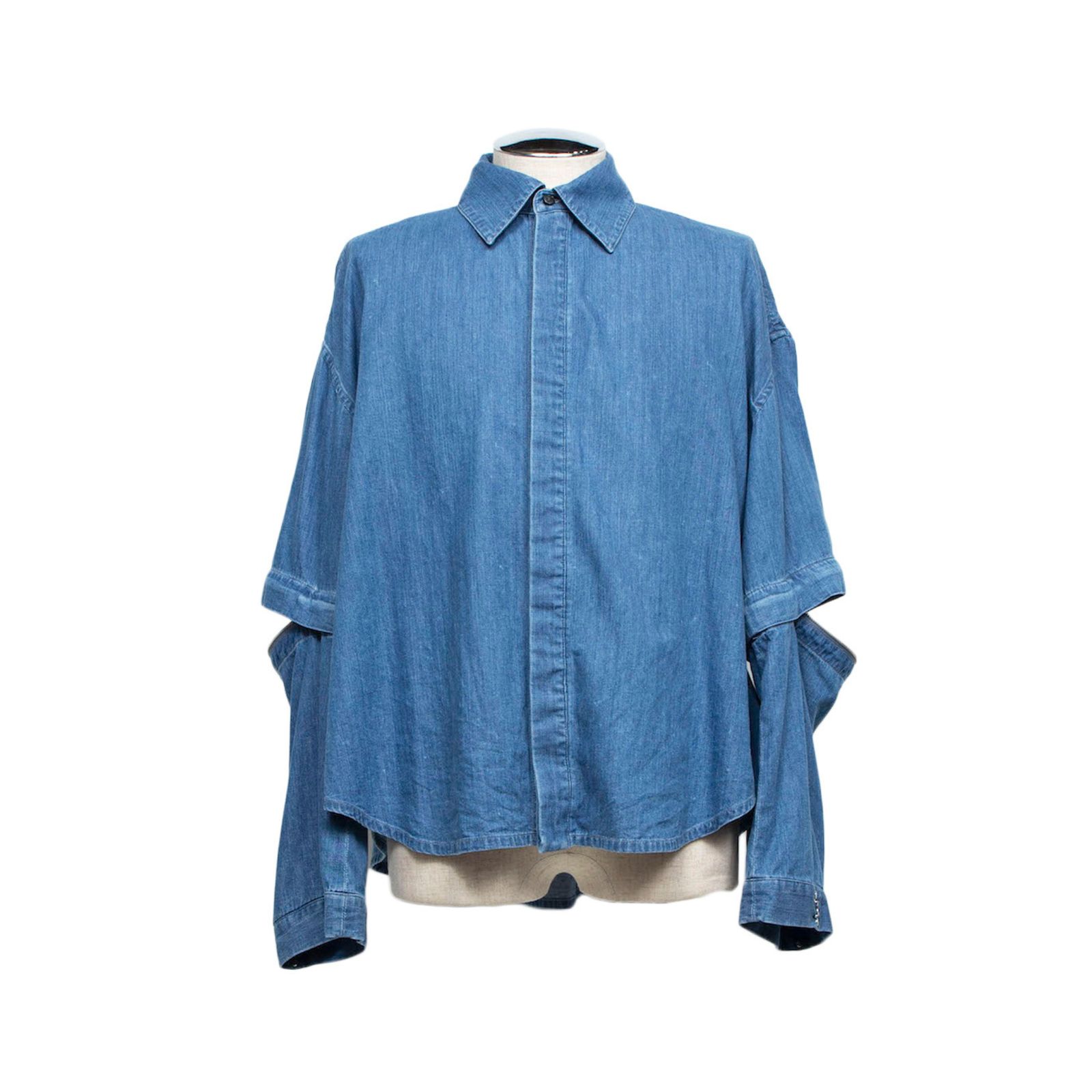 デタッチャブルスリーブホックカフスシャツ (BLUE WASHED)｜LB26SS-SH11-BWD