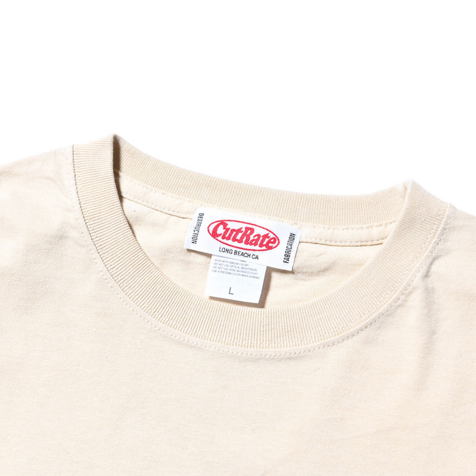 CUTRATE LOGO EMBROIDERY DROPSHOULDER L/S T-SHIRT (SAND BEIGE) / ロゴ刺繍 ドロップショルダー ロンT