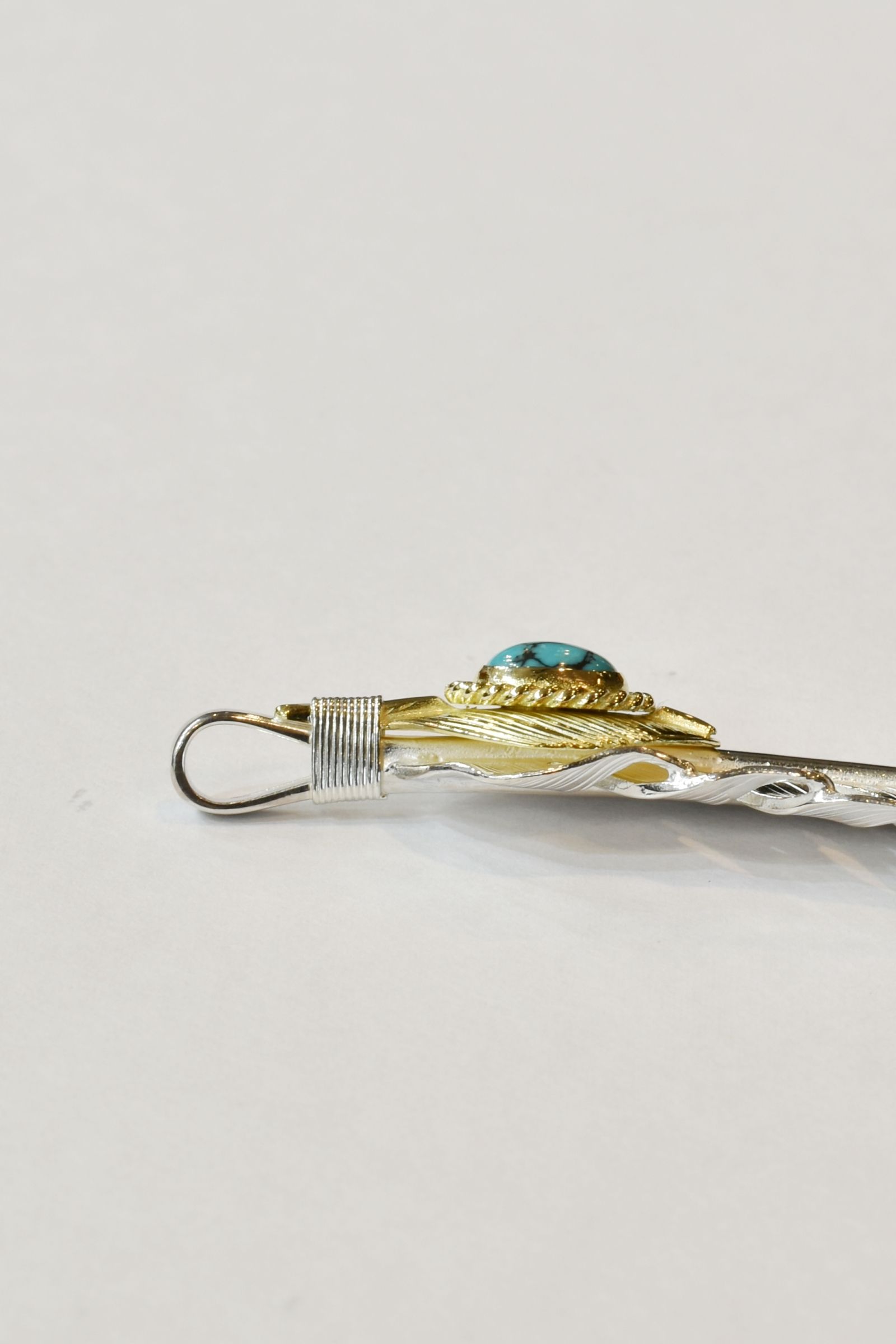 L feather K18 top 02 / L K18 heart feather 02 / turquoise 6×8 / K18 cup