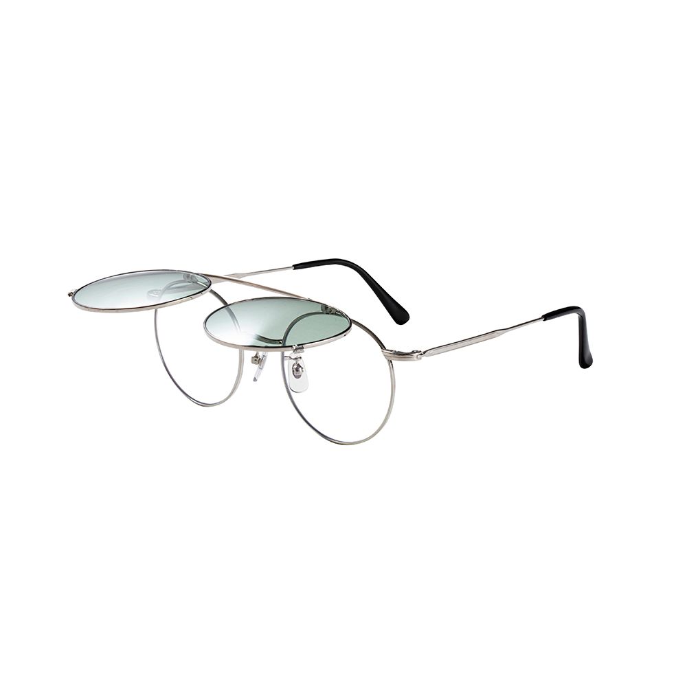 CALEE - Flip up type circle metal glasses -Limited- (Sliver.Green 