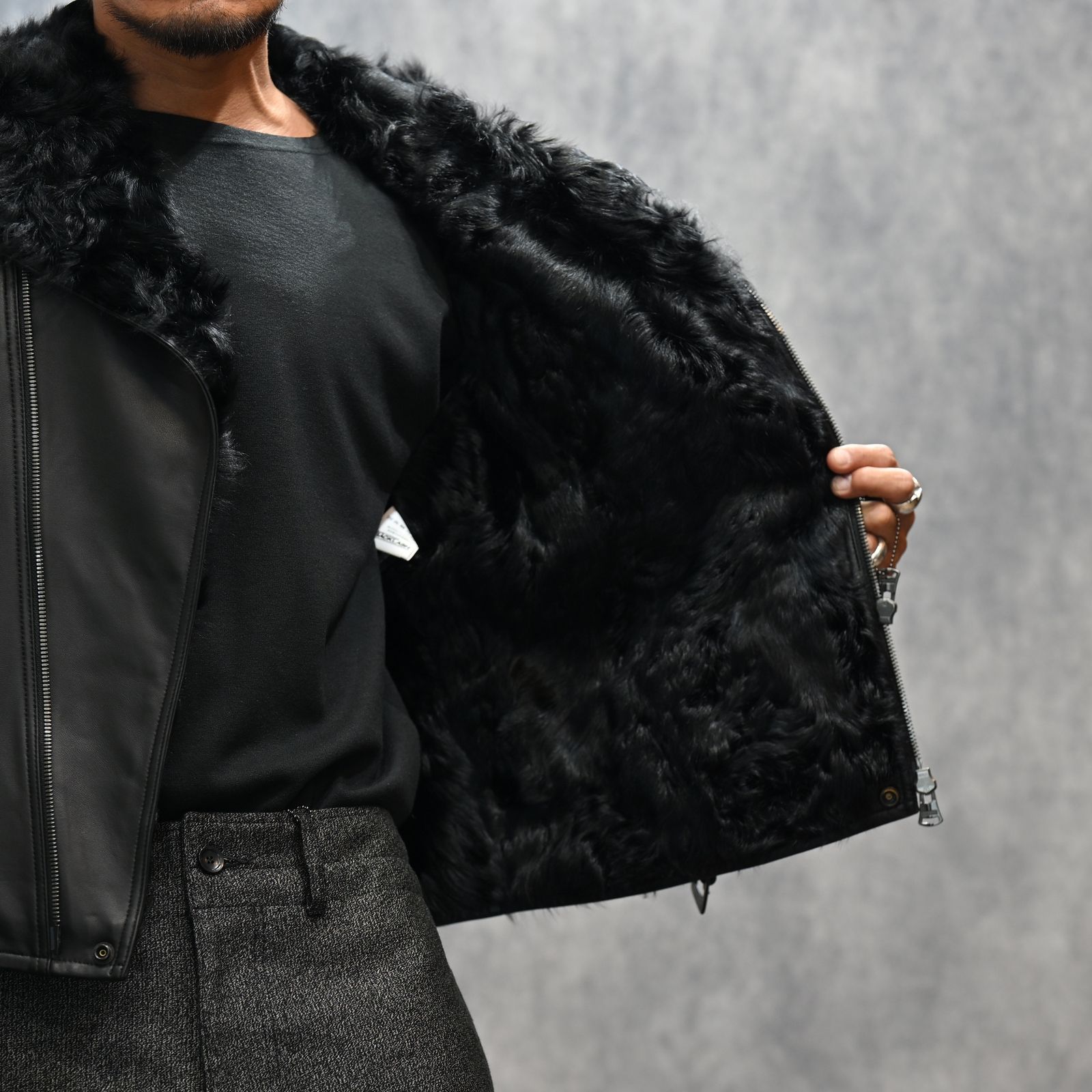 カルガンラム+シープ ダブルライダース ファーベスト （BLACK）｜2168-01