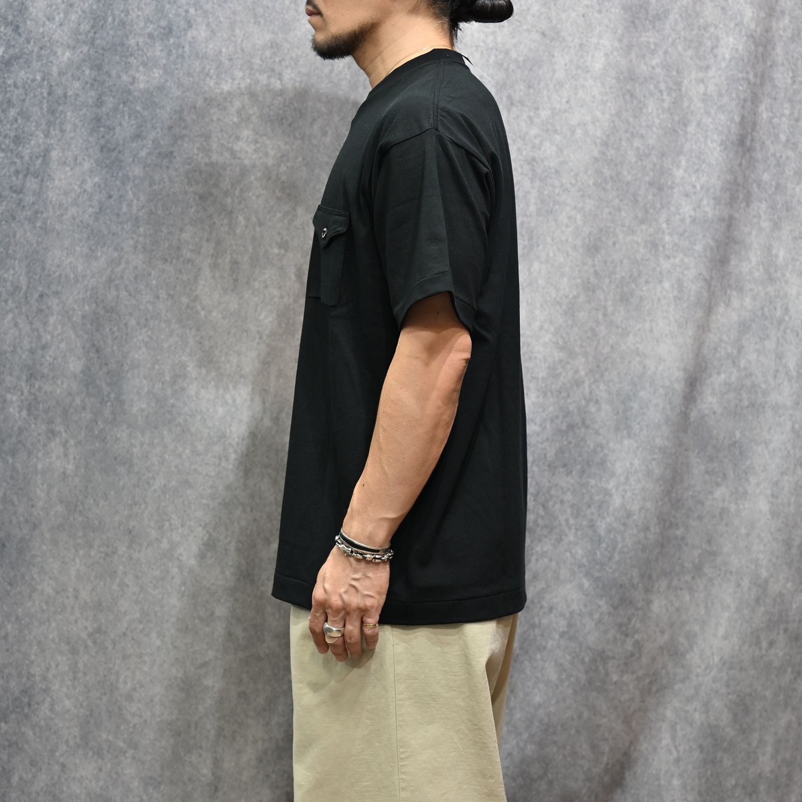 Y1935 POCKET TEE （BLACK）｜ ポケット Tシャツ （ブラック） 602-261-14