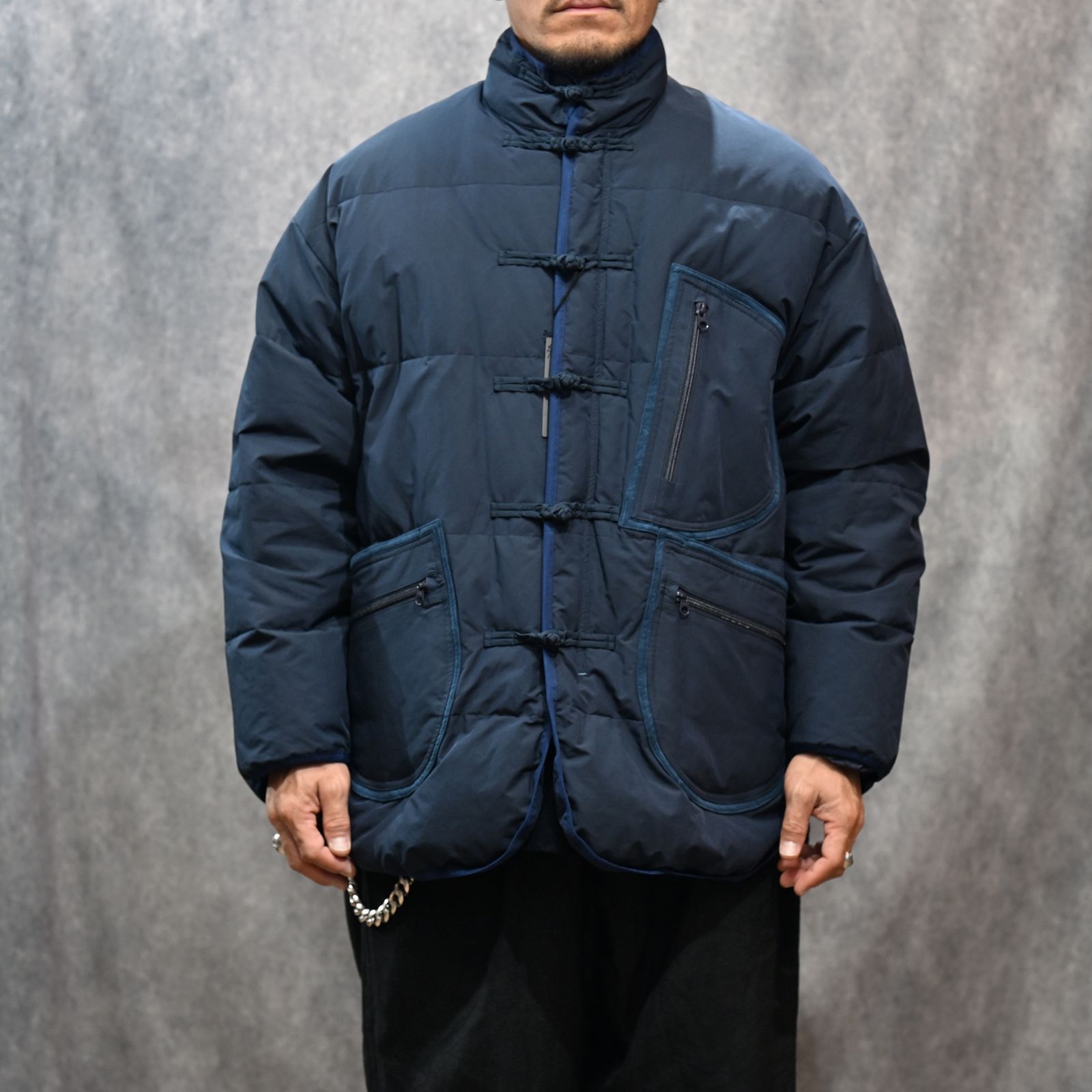 WEATHER CHINESE DOWN JACKET （NAVY）｜チャイナ ダウンジャケット （ネイビー） PC-026-2441-41