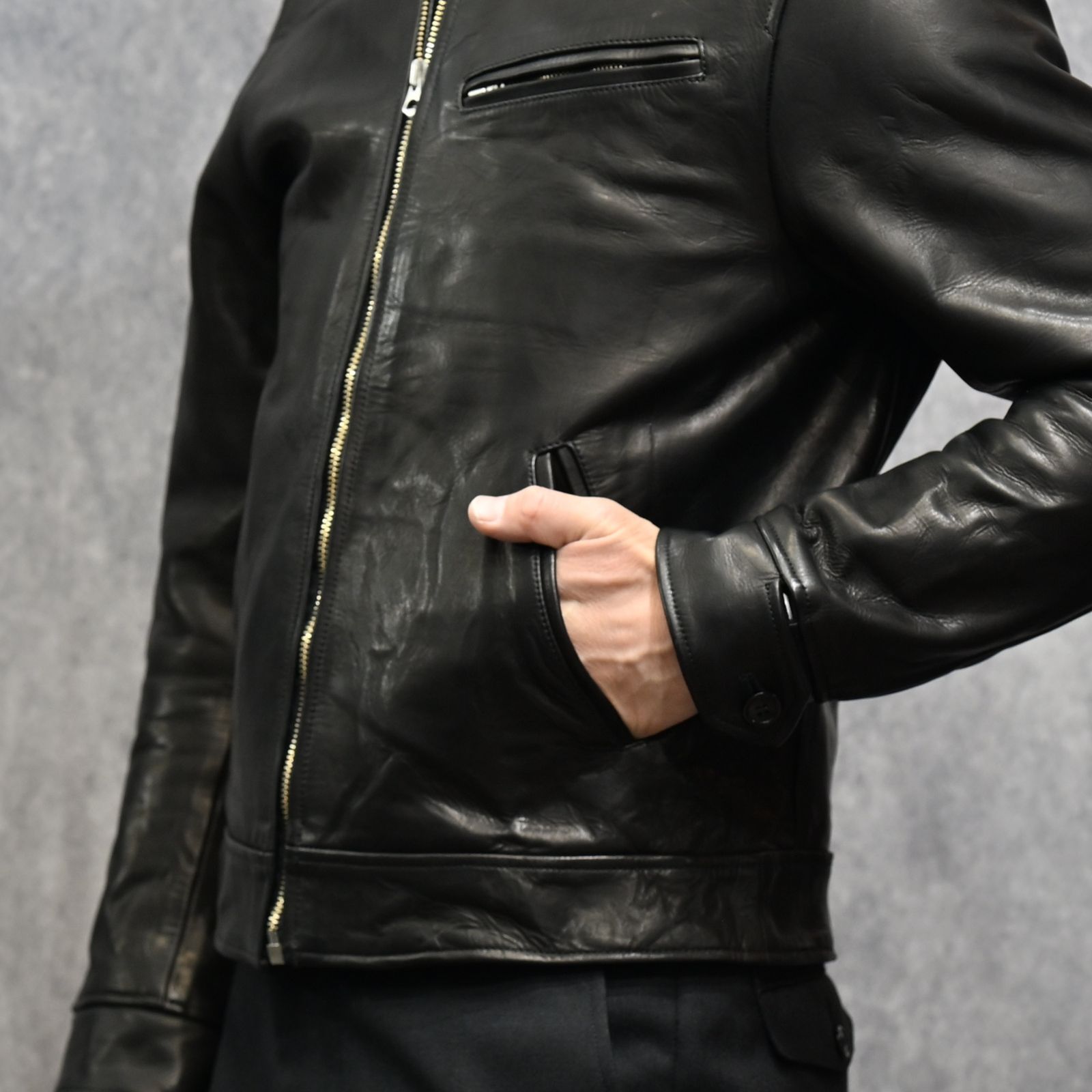 Leather Zipup JKT （BLK）｜レザージャケット｜2602-8001