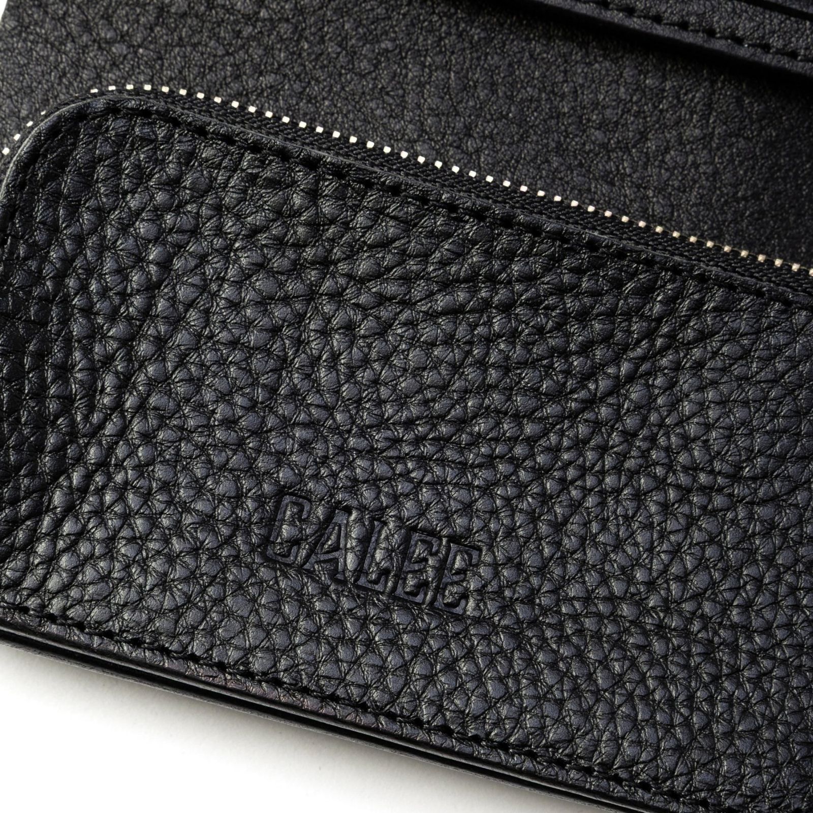 ROUND STUDS LEATHER FLAP HALF WALLET (BLACK)｜ラウンド スタッズ レザー フラップハーフウォレット 三つ折り財布｜CL-26AWLE001