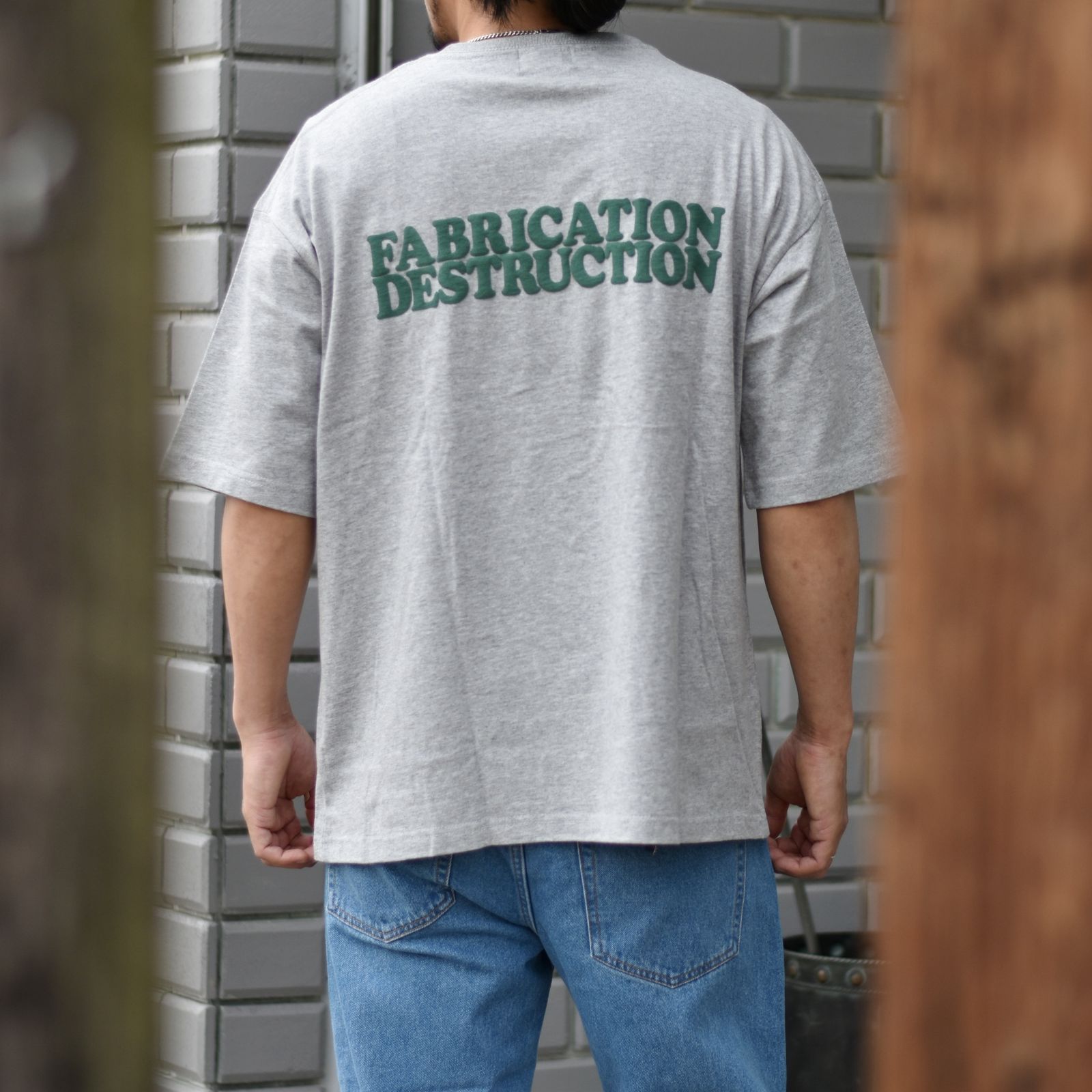 CUTRATE FLAME FLOCKY LOGO DROPSHOULDER S/S -T-SHIRT (MIX GRAY)