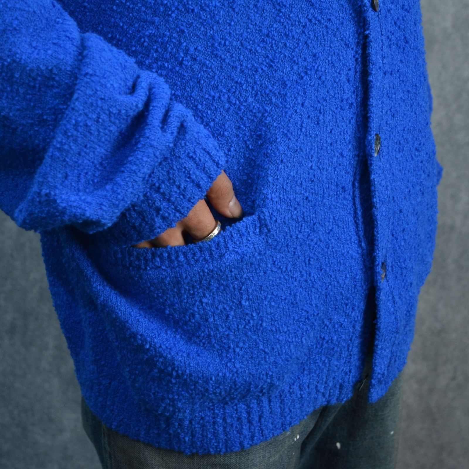Grainy Cotton Knit Cardigan （BLU） / コットン カーディガン （ブルー）