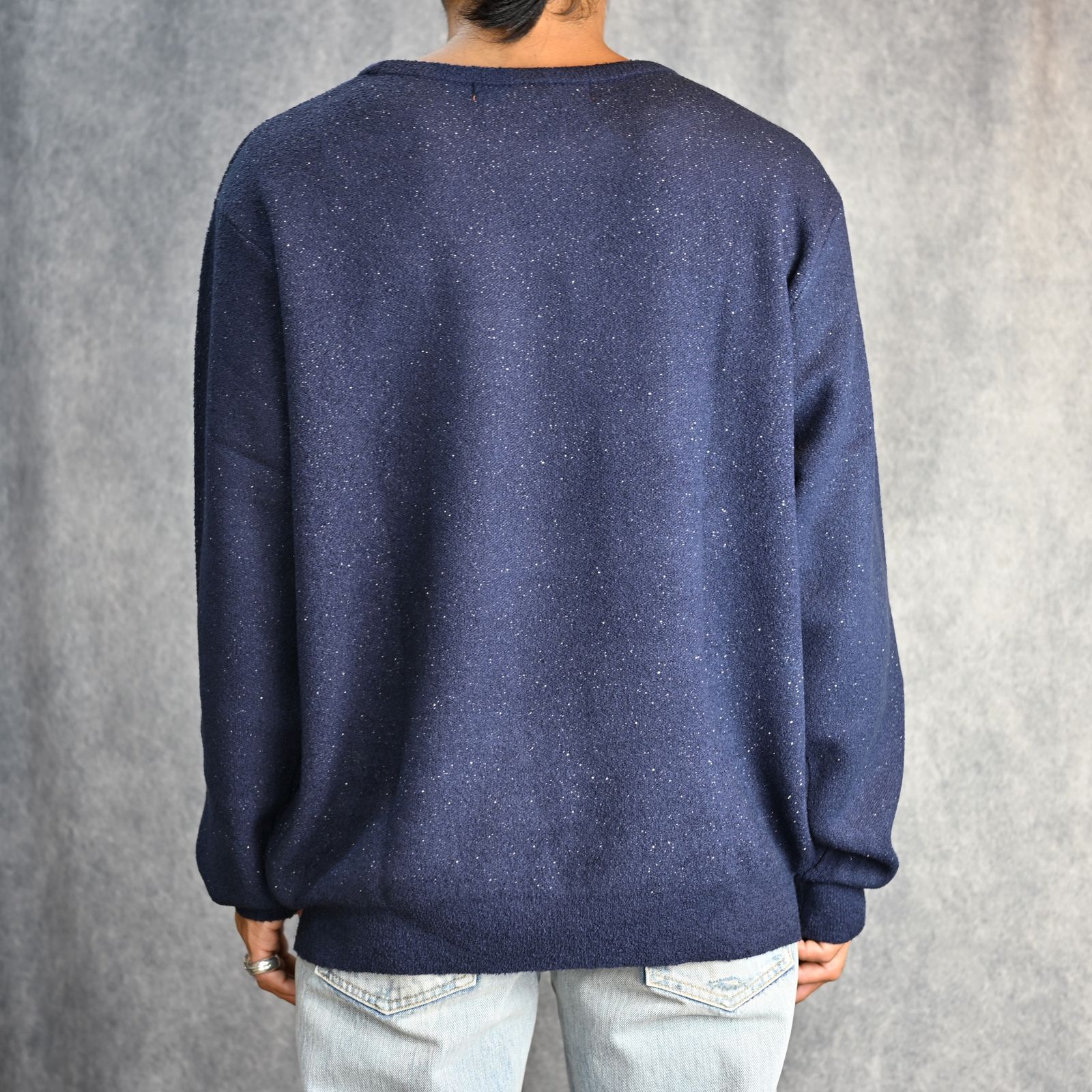 V Flower Crew Neck Knit （NAVY） /  クルーネック ニット （ネイビー）