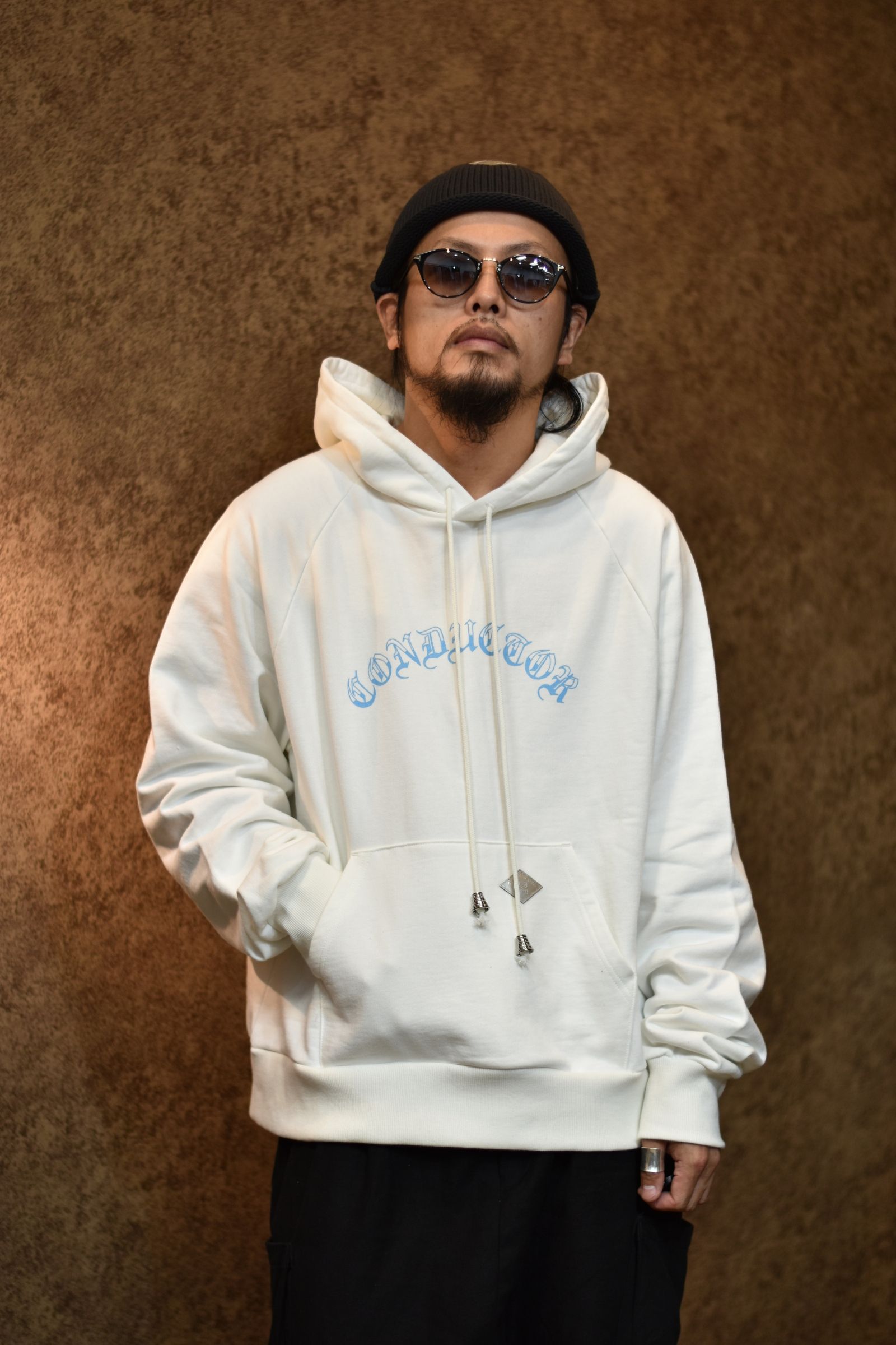 COTTON HOODED SWEATER 'BRAIN (WHITE)