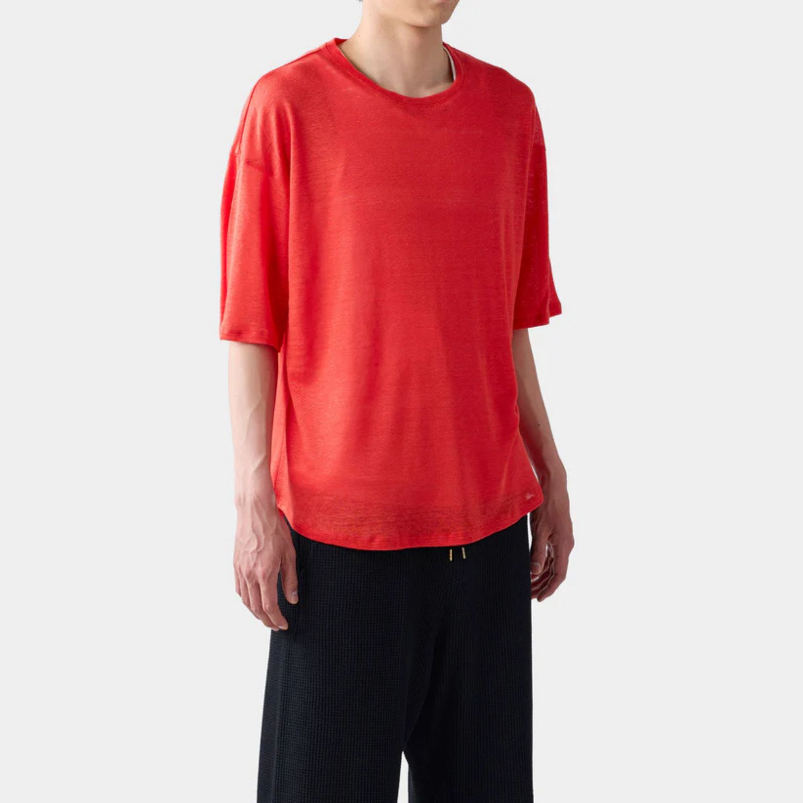 HF linen shirt SS （RED）｜リネン Tシャツ （レッド）｜HF-01