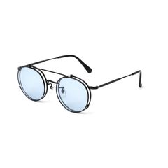 FLIP UP TYPE CIRCLE METAL GLASSES (BLACK/BLUE) / フリップアップタイプ サークルメタル サングラス