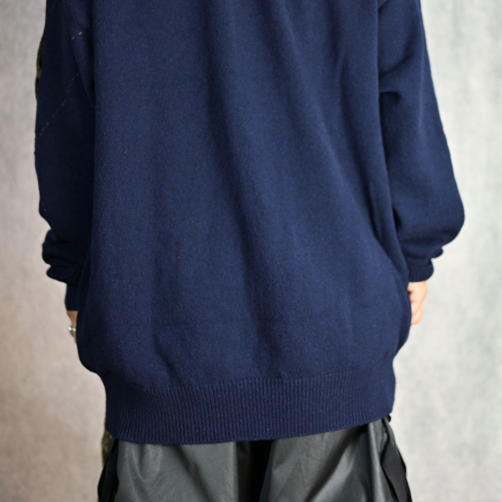 JERSEY X ARGYLE BIG PULOVER （NAVY） /  アーガイル柄 ビッグ プルオーバーニット （ネイビー）