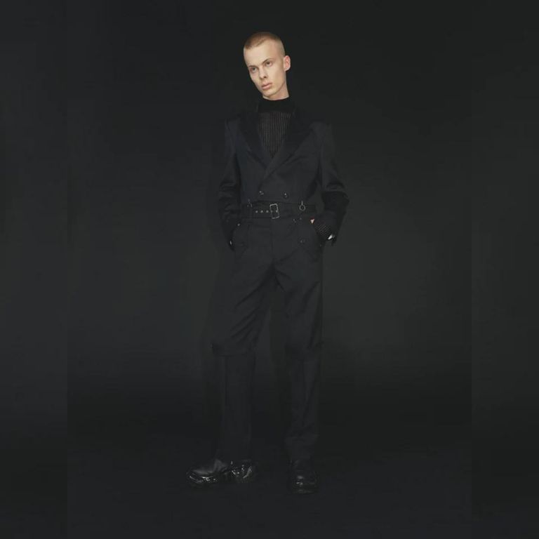 JOHNLAWRENCESULLIVAN - Wool satin spencer jacket （BLACK 