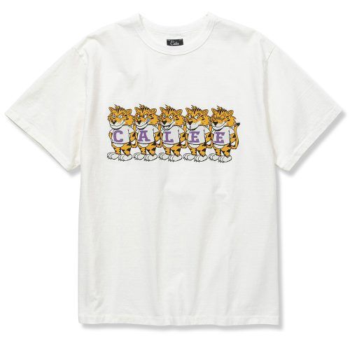BINDER NECK CALEE UNIV. VINTAGE T‐SHIRT (WHITE) / バインダーネック プリントTシャツ