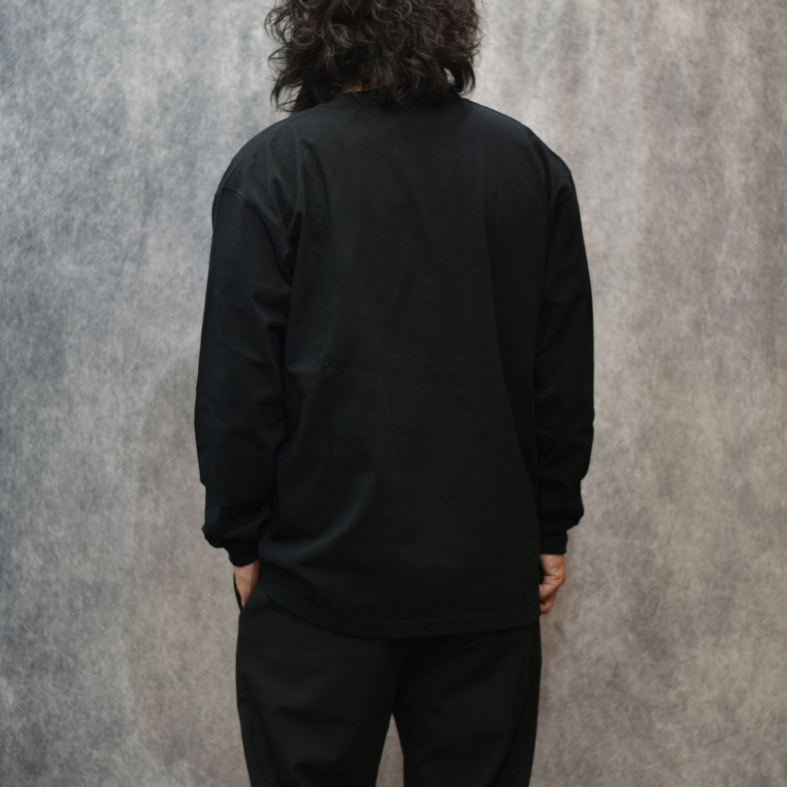 VINTAGE TYPE EMBROIDERY L/S TEE (BLACK)｜ロゴ刺繍 Tシャツ｜CL-25AW015