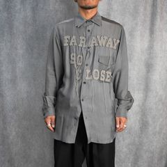 Cu STRIPE INK BLOUSE WITH PATCH （BLACK） / 縞柄生地 二重衿ブラウス （ブラック） / HO-B94-209-1-02