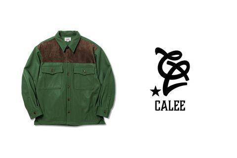 CALEE - M/S Over shilhouette shirt jacket (Green) / オーバーサイズ 
