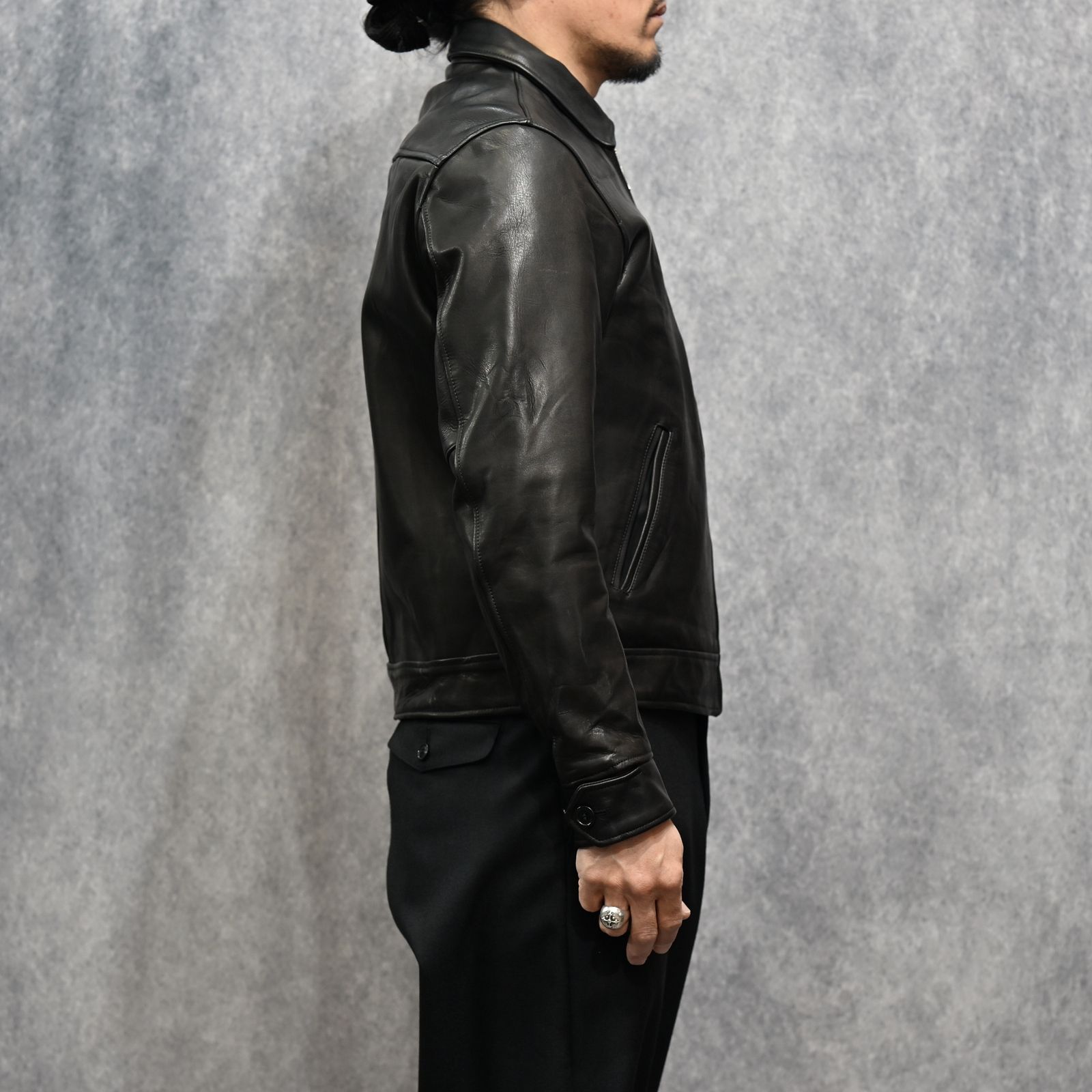Leather Zipup JKT （BLK）｜レザージャケット｜2602-8001