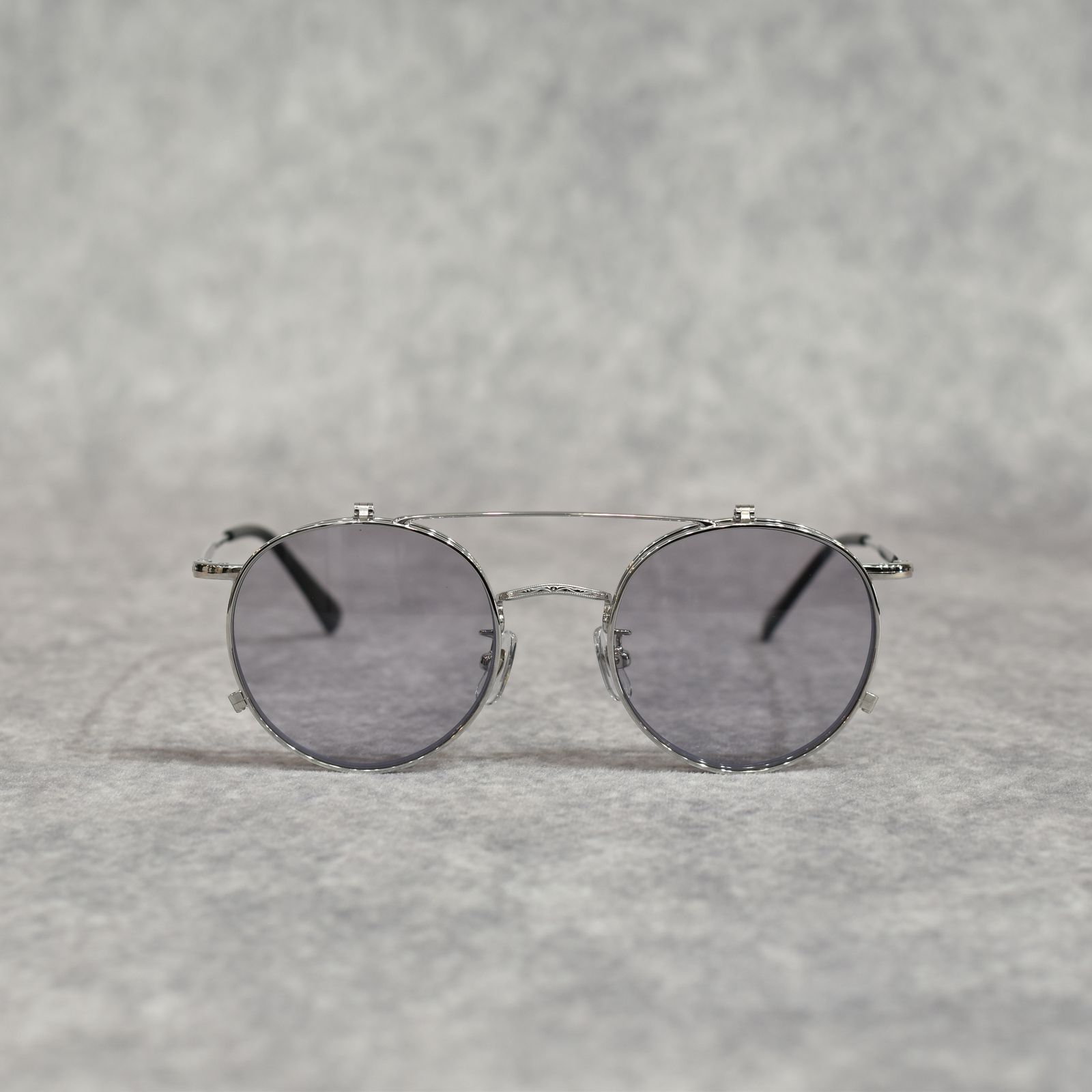 FLIP UP TYPE CIRCLE METAL GLASSES ＜EXCLUSIVE＞ (SILVER / GRAY)｜フリップアップタイプ サークルメタル サングラス｜CL-26SS001G EX