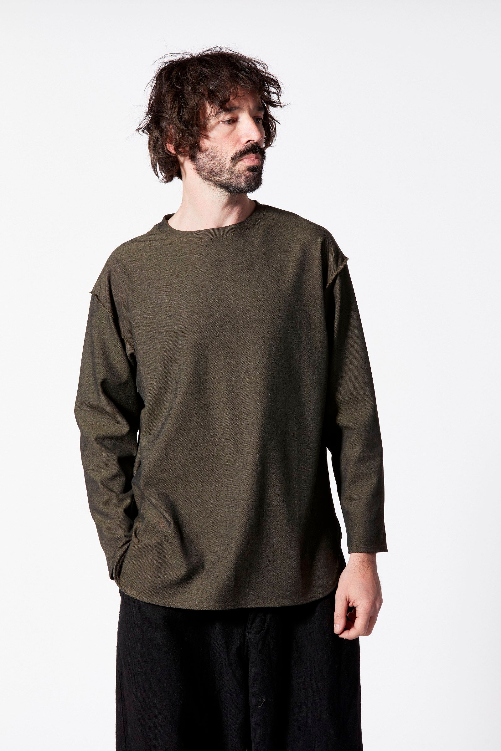 ポリエステルレーヨンアクリル ストレッチ カットソー （KHAKI）