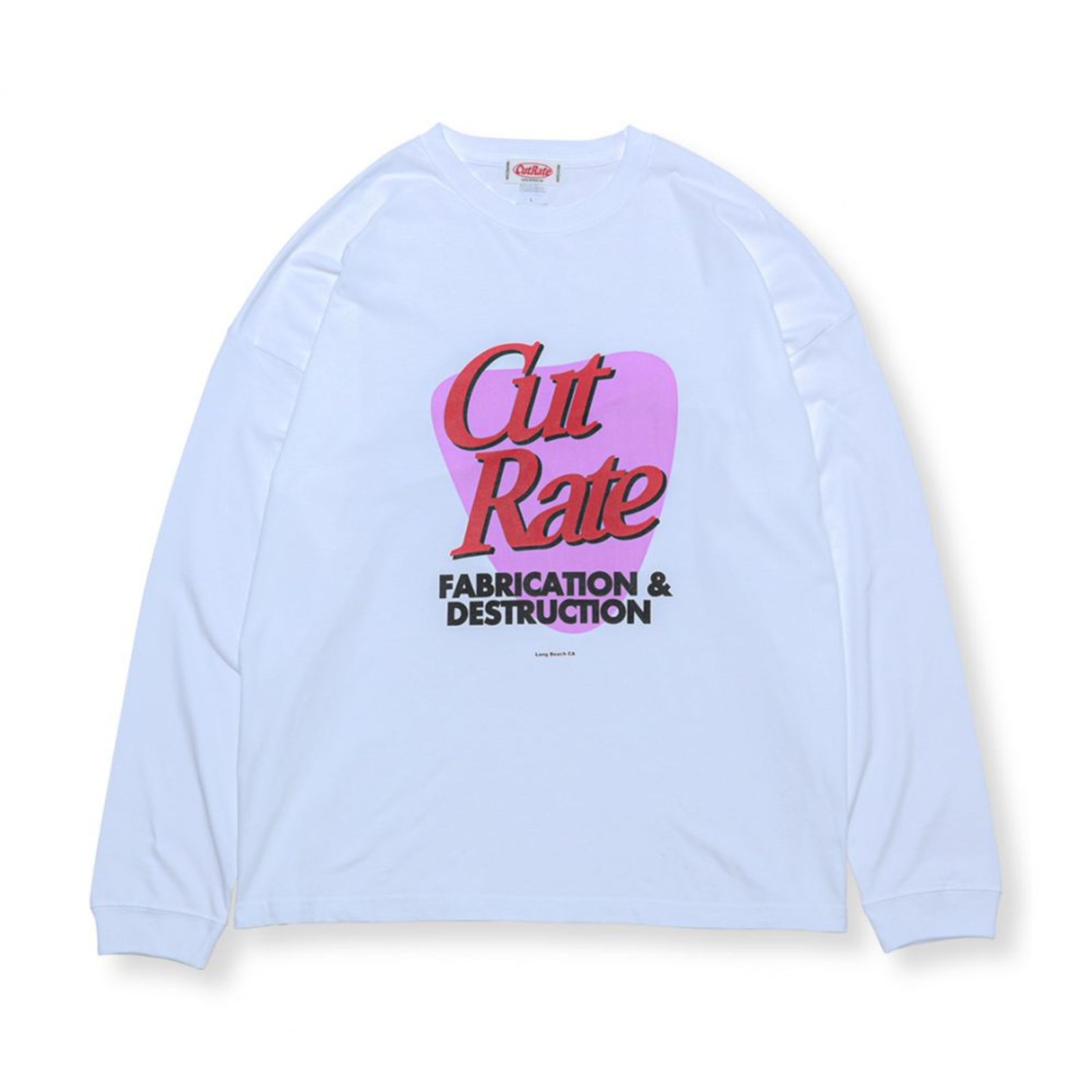 CUTRATE F&D LOGO L/S TEE (WHITE) / プリント ロングスリーブ Tシャツ
