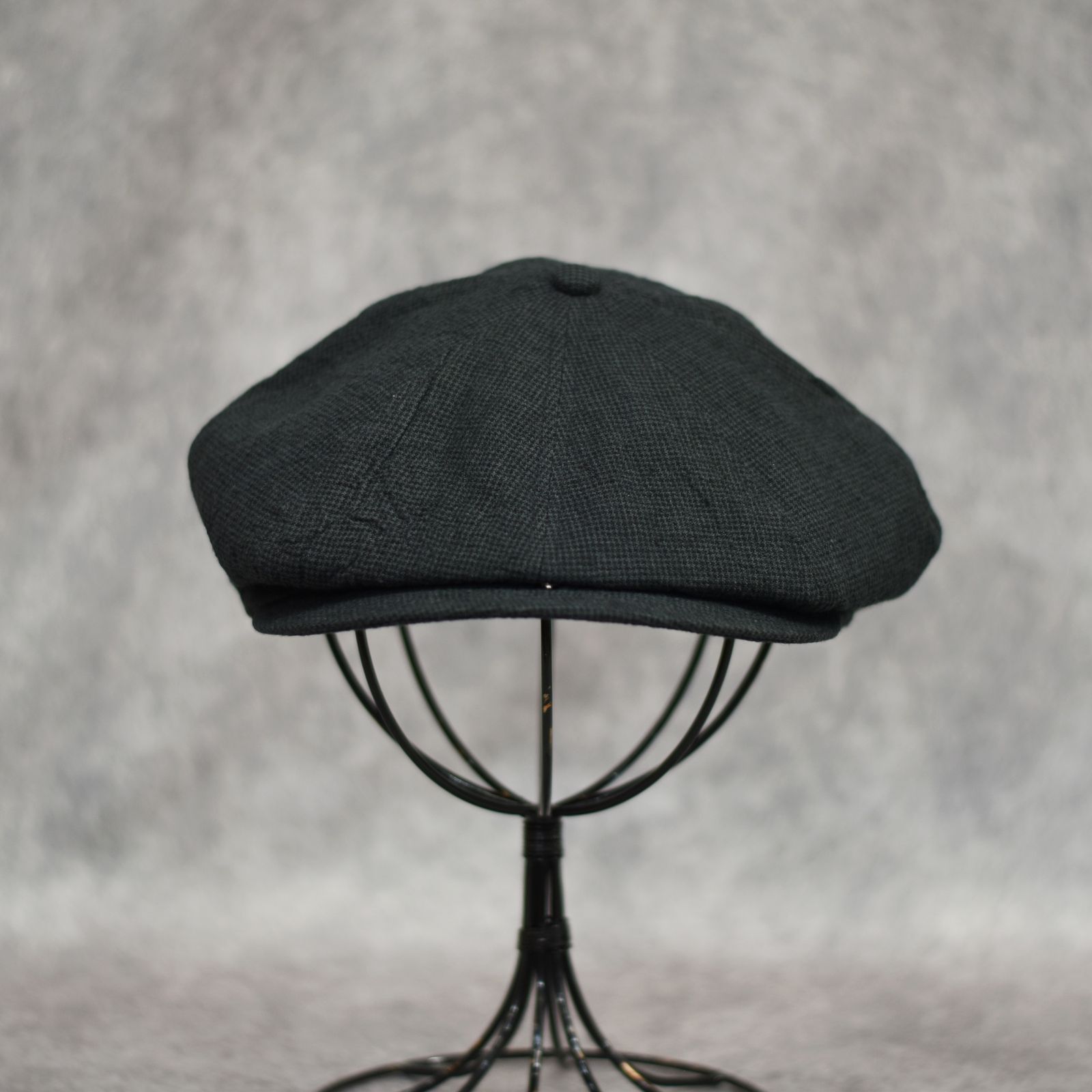 Linen Houndstooth Casquette "OLDBOY" (GREEN) / 千鳥格子 キャスケット