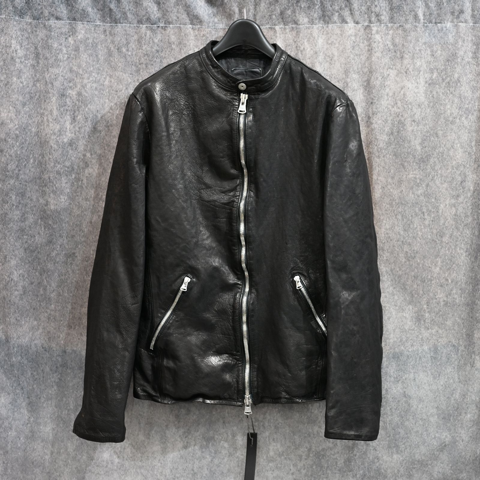 ジャパンカーフ タンニン鞣し 製品洗い加工 シングルライダース （BLACK / ブラック） 1927-05