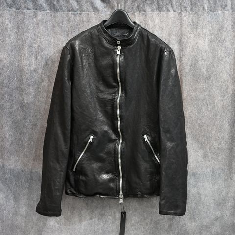 ジャパンカーフ タンニン鞣し 製品洗い加工 シングルライダース （BLACK / ブラック） 1927-05