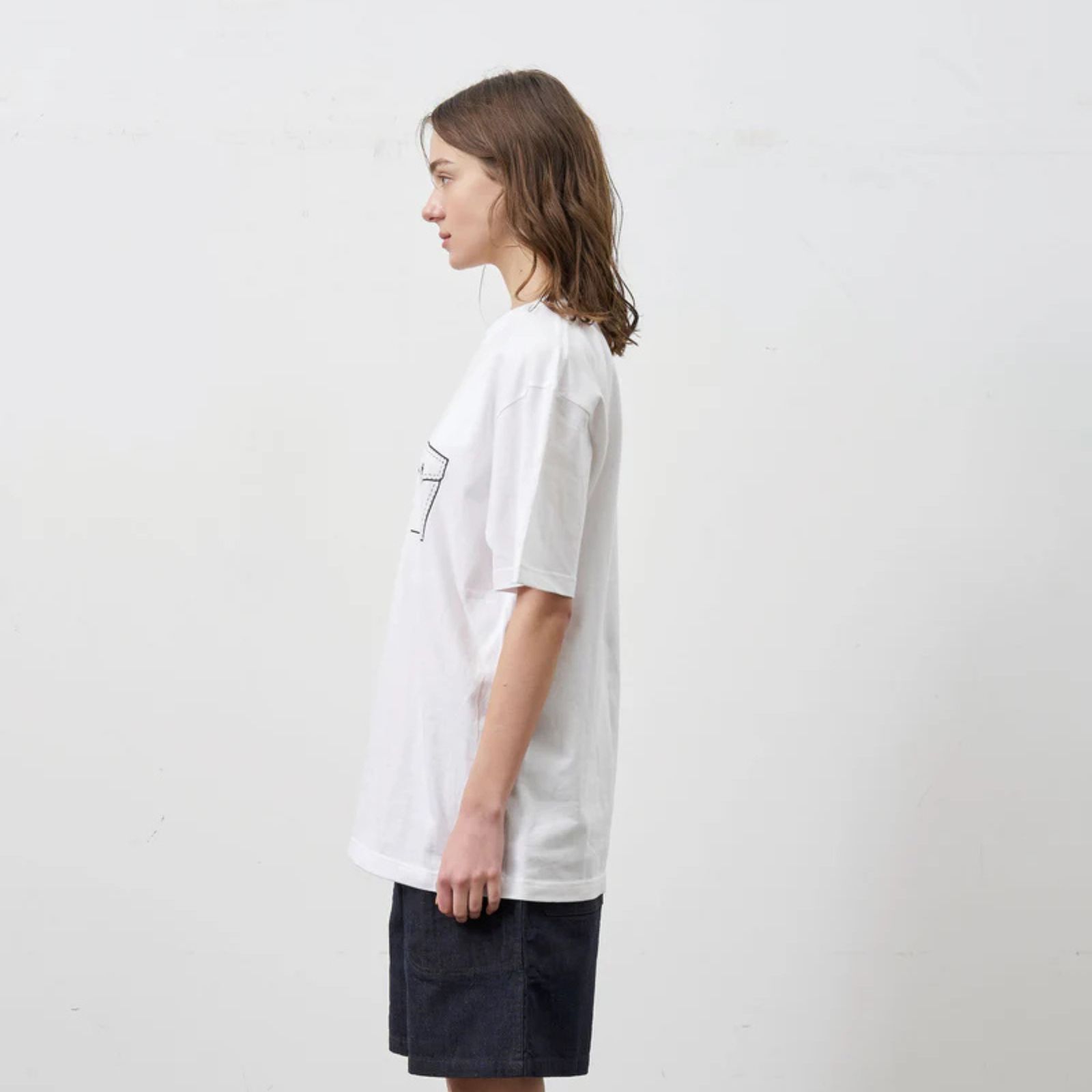 Y1935 FAKE POCKET TEE （WHITE）｜ フェイクポケット プリント Tシャツ （ホワイト） 602-261-16