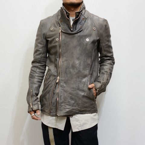HORSE LEATHER DOUBLE BREAST MOTO DARTS SHOULDER BLOUSON LINED JB-3