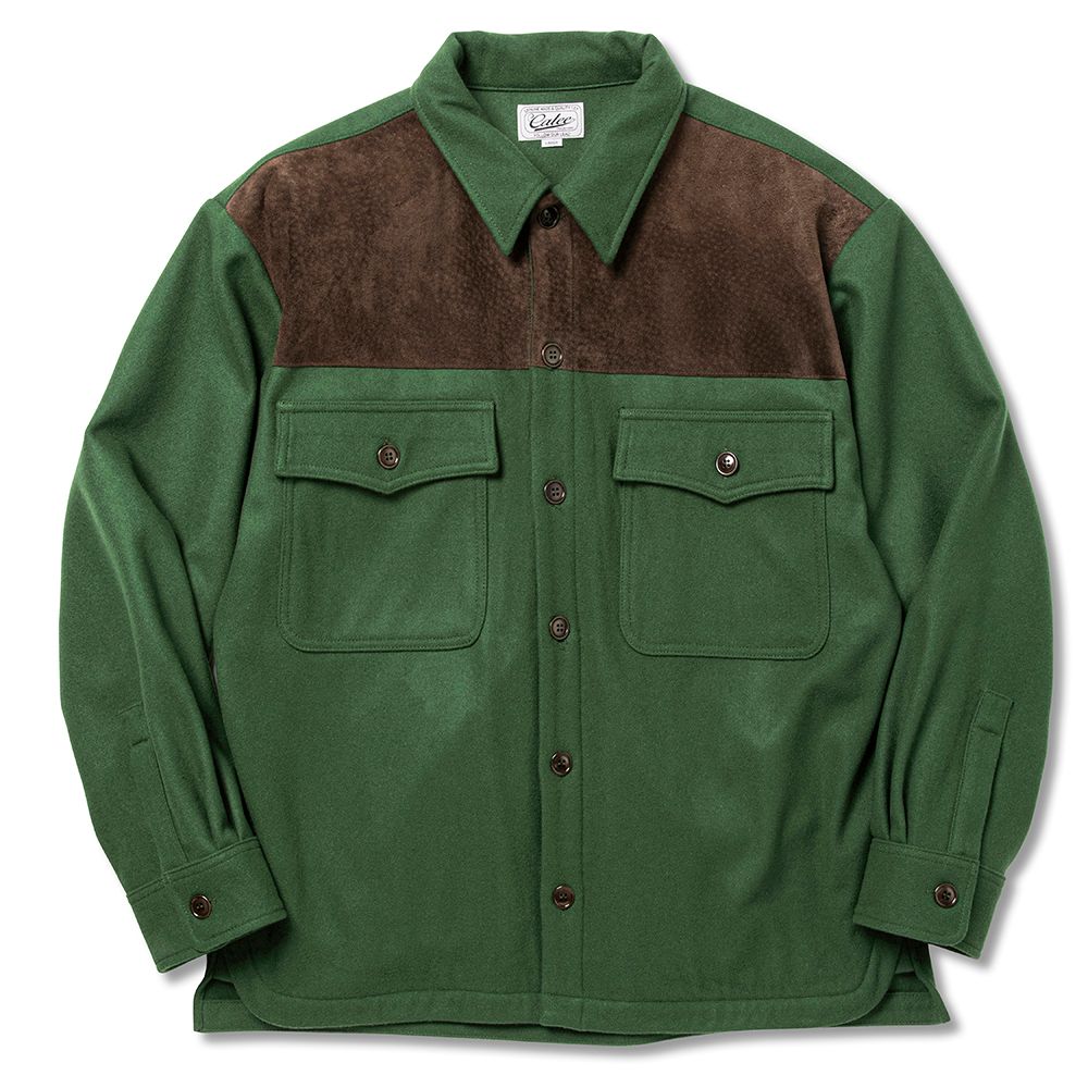 M/S Over shilhouette shirt jacket (Green) / オーバーサイズシャツジャケット - M