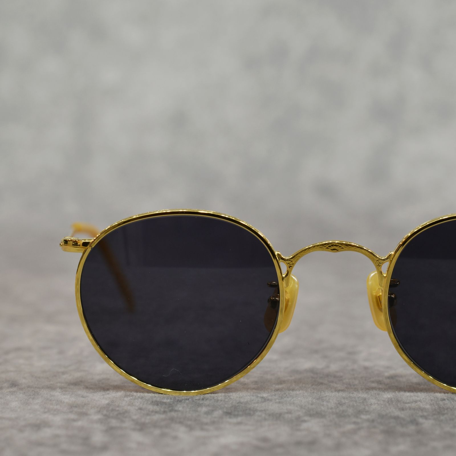 VINTAGE TYPE CIRCLE METAL GLASSES (GOLD / GRAY)｜ヴィンテージタイプ サークルメタル サングラス｜CL-25AW003G