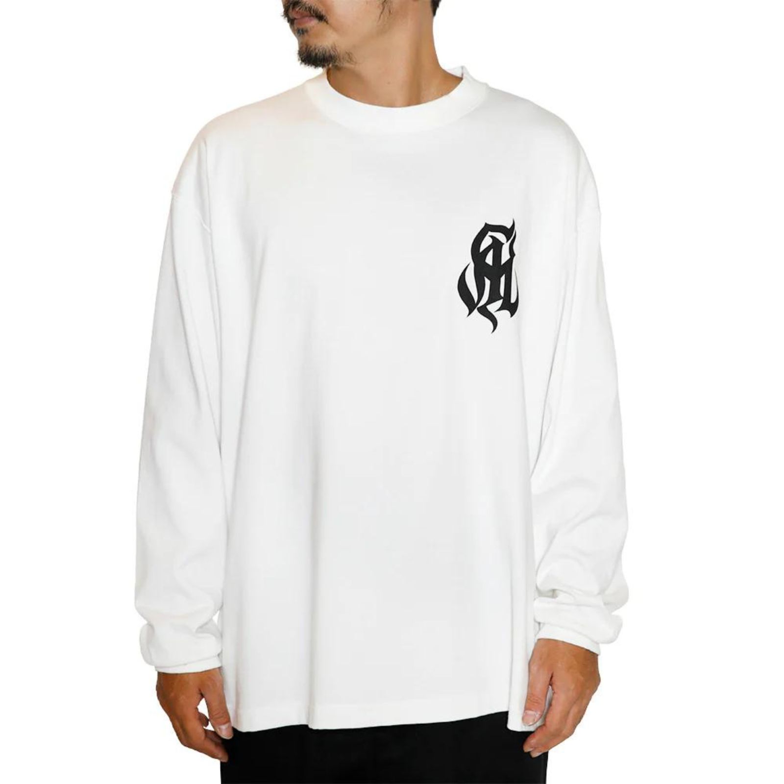 LUCKY SKULL RING LOGO DROP SHOULDER L/S TEE (WHITE) / ラッキースカルリング ロゴ ドロップショルダー ロンT