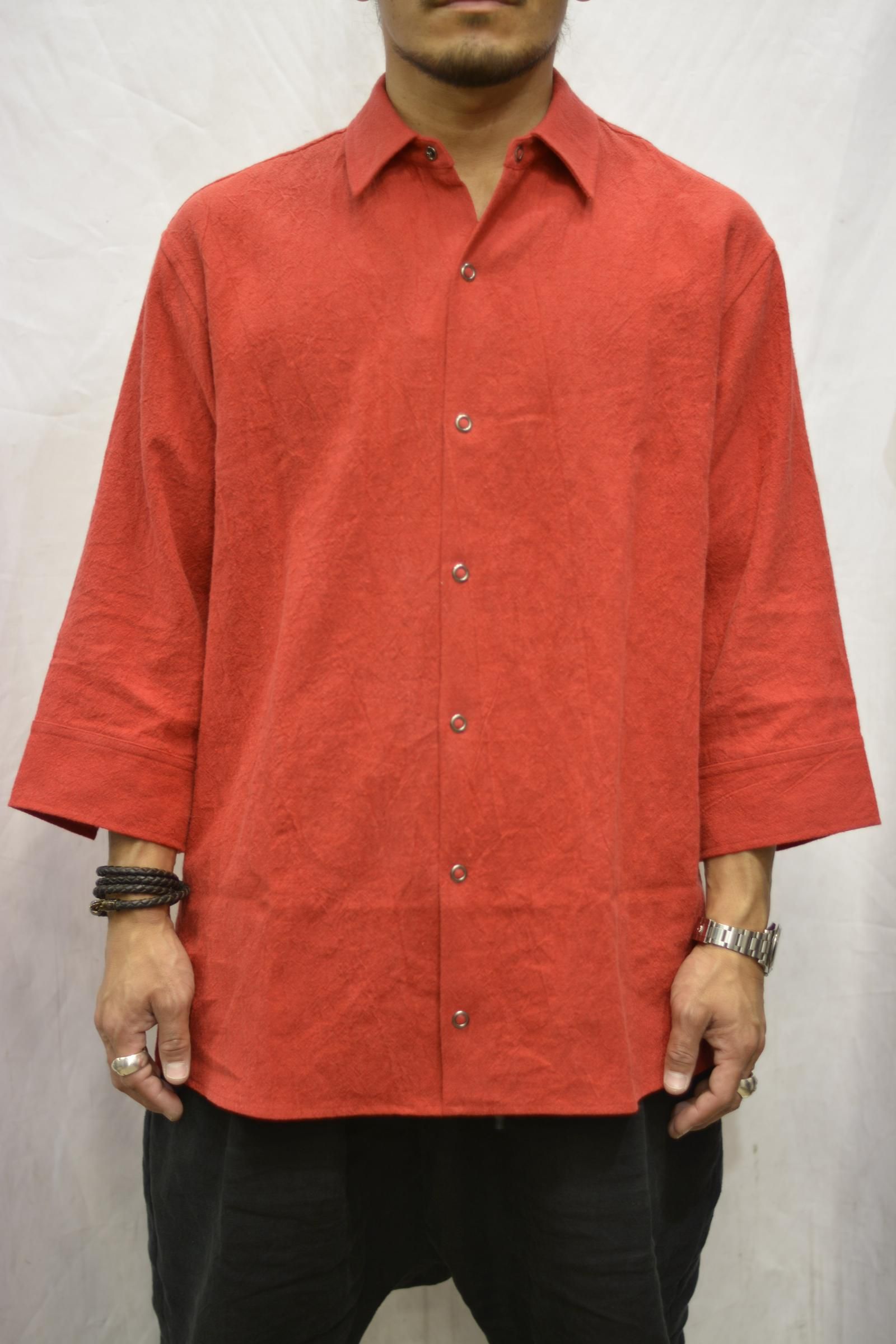 たあむBacklash リネンシャツ　半袖　オーバーサイズ　M 黒 ISAMU KATAYAMA BACKLASH - Soft Linen Henley Neck Pullover