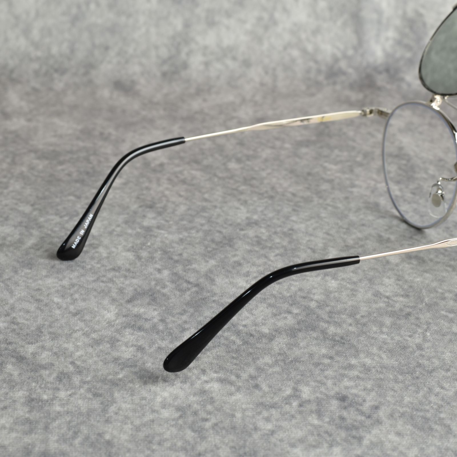 FLIP UP TYPE CIRCLE METAL GLASSES (SILVER/GREEN) / フリップアップタイプ サークルメタル サングラス