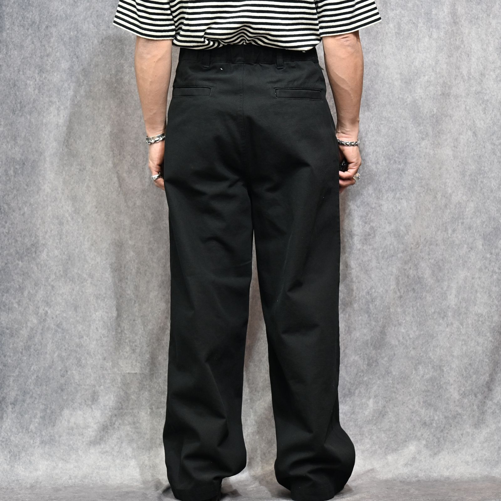 CHINO WIDE TROUSERS （BLACK） / チノパンツ ワイドトラウザー （ブラック） 2026SS-PT2-YT
