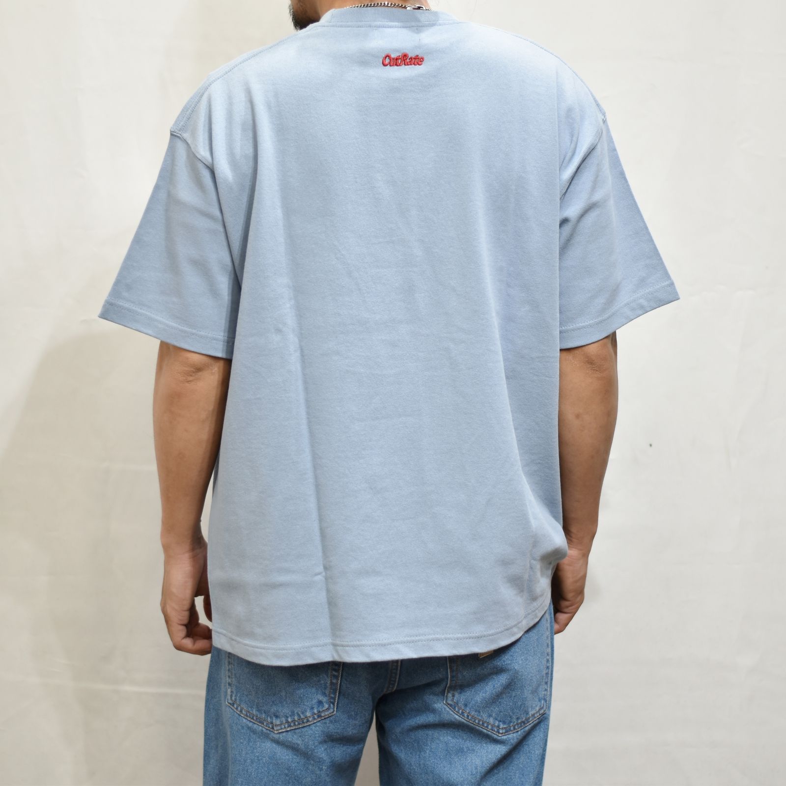 CUTRATE CLASSIC LOCAL LOGO HEAVY WEIGHT DROPSHOULDER S/S -T-SHIRT (ACID BLUE)