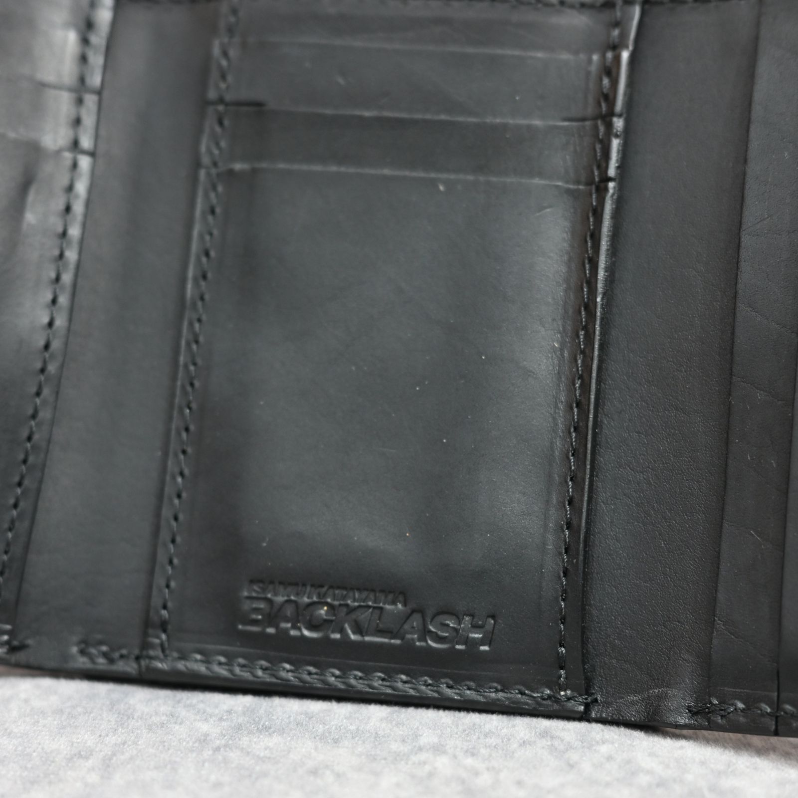 GUIDI カーフ 三つ折りウォレット （BLACK）｜345-38
