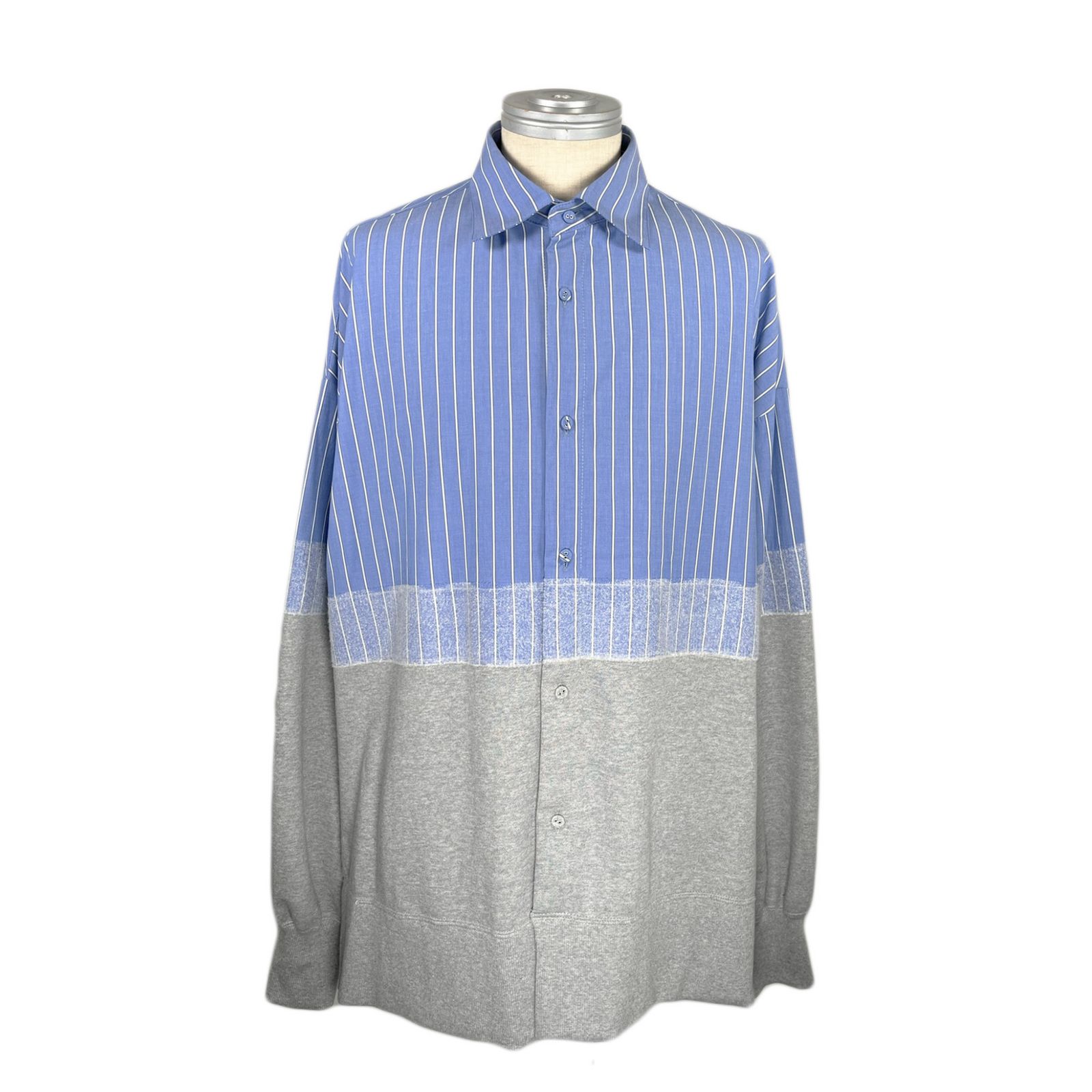 ニードルパンチ 切り替えシャツ / LB23SS-SH01-NDP (BLUE STRIPE×GRAY)
